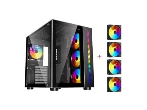 DIYPC ARGB Q10 ATX Mid Tower Black with Tempered Glass Side Panel and USB 3.2 Gen 1 Type-C / USB 2.0 Type-A image