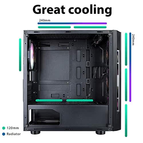 CiT Flash Micro ATX Mid Tower Black with Tempered Glass Side Panel and USB 3.2 Gen 1 Type-A, USB 2.0 Type-A image