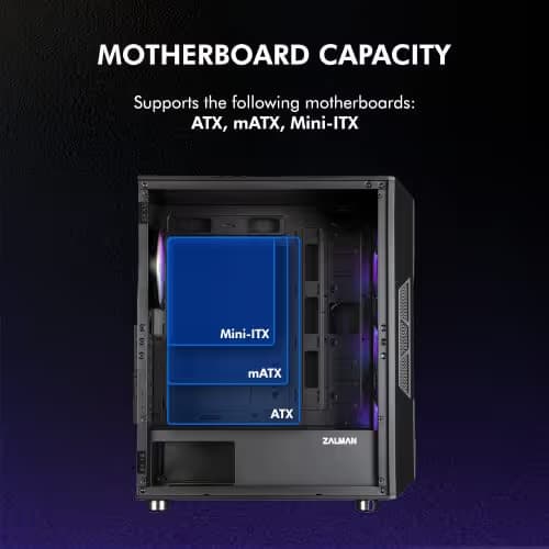 Zalman i3 NEO ATX Mid Tower Black / Silver Tempered Glass Side Panel image