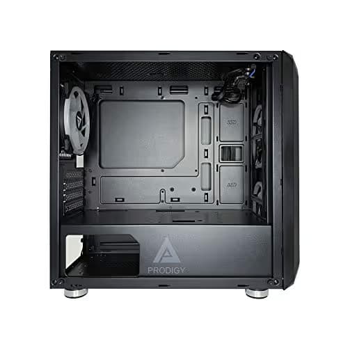 Apevia Prodigy Micro ATX Mini Tower Black with Tempered Glass Side Panel and USB 3.2 Gen 1 Type-A, USB 2.0 Type-A image