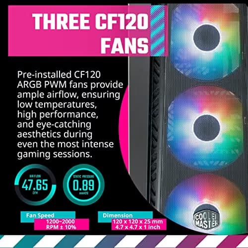 Cooler Master MasterBox 520 Mesh ATX Mid Tower Black / White Tempered Glass Side Panel image