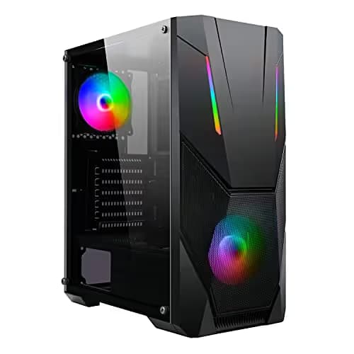 CiT Master ATX Mid Tower Black Tempered Glass Side Panel, USB 3.2 Gen 1 & USB 2.0 Front USB main image