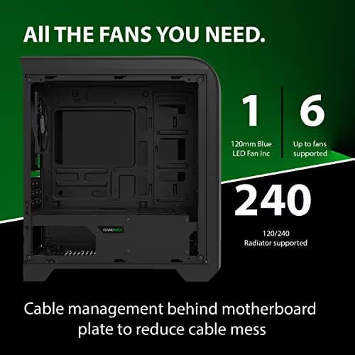 GameMax Centauri MicroATX Mid Tower Black / Gray with Acrylic Side Panel and USB 3.2 Gen 1 Type-A USB 2.0 Type-A image