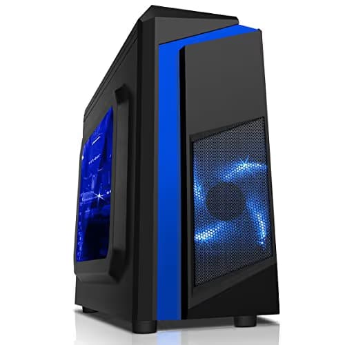 CiT F3 Micro ATX Mini Tower Black / Blue with Acrylic Side Panel and USB 3.2 Gen 1 Type-A, USB 2.0 Type-A image