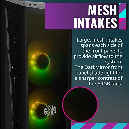 Cooler Master MasterBox MB320L ARGB MicroATX Mini Tower Black with Tempered Glass Side Panel and USB 3.2 Gen 1 Type-A Front Panel image