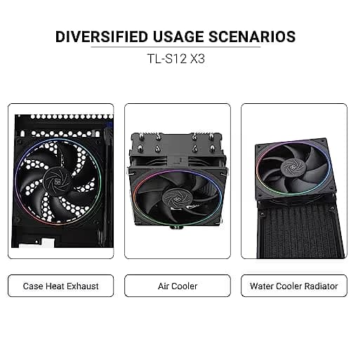 Thermalright TL-S12 X3 120mm Black 47.6 CFM Addressable RGB PWM 3-Pack image