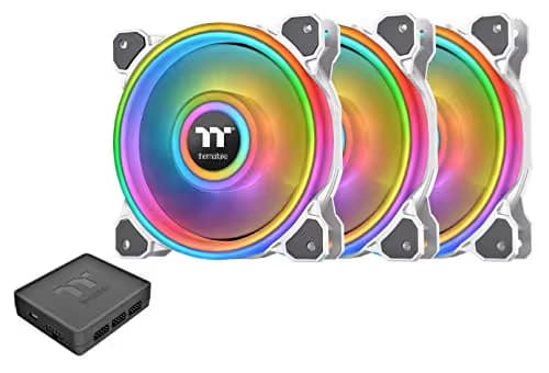 Thermaltake Riing Quad 12 RGB Radiator TT Premium Edition 120mm White RGB PWM 40.9 CFM 3-Pack main image