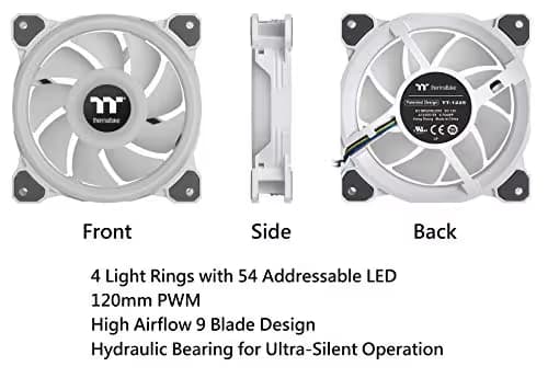Thermaltake Riing Quad 12 RGB Radiator TT Premium Edition 120mm White RGB PWM 40.9 CFM 3-Pack image