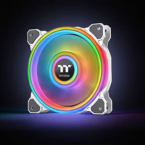 Thermaltake Riing Quad 12 RGB Radiator TT Premium Edition 120mm White RGB PWM 40.9 CFM 3-Pack image