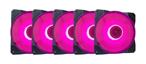 Apevia APEVIA CO512L-PK Cosmos 120mm Pink Ultra Silent 16 LEDs Anti-Vibration Rubber Pads 56.67 CFM 5-Pack main image