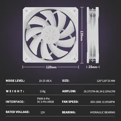 upHere NT1207 120mm White PWM ARGB 5-Pack image