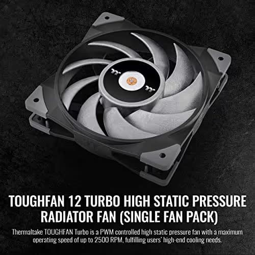 Thermaltake TOUGHFAN Turbo 120mm Black PWM 72.69 CFM 1-Pack image