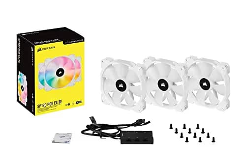 Corsair iCUE SP RGB ELITE 120mm Addressable RGB PWM 47.73 CFM White 3-Pack image