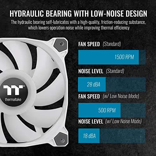 Thermaltake Pure Duo 120mm White 56.51 CFM PWM Addressable RGB 2-Pack image