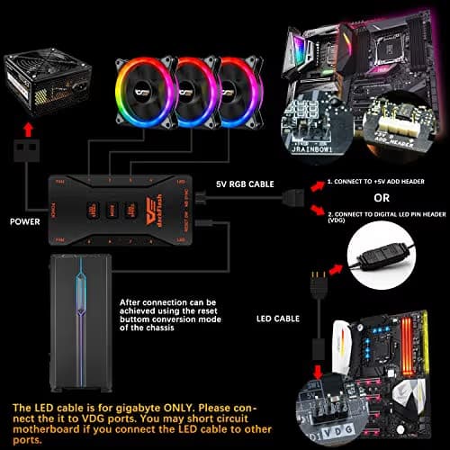 darkFlash Aurora DR12 PRO 120mm Black 20.34 CFM Addressable RGB 5-Pack image