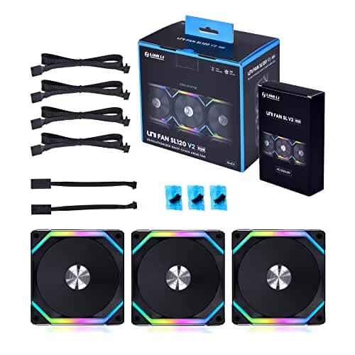 Lian Li UNI FAN SL V2 120mm Black / Silver PWM RGB 64.5 CFM 3-Pack image