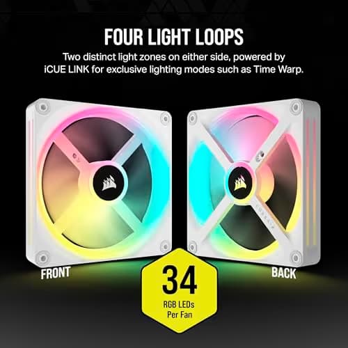 Corsair iCUE LINK QX140 RGB Starter Kit 140mm White Addressable RGB PWM 82.5 CFM 2-Pack image