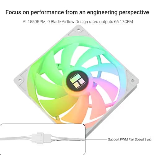 Thermalright TL-C12CW-S X3 120mm White PWM Addressable RGB 66.17 CFM 3-Pack image