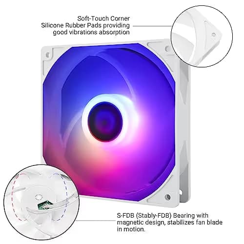 Thermalright TL-C12CW-S X3 120mm White PWM Addressable RGB 66.17 CFM 3-Pack image
