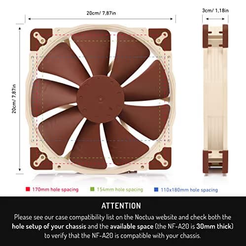Noctua A20 FLX 200mm Brown 86.46 CFM 1-Pack image