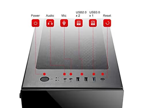 BGears b-Voguish ATX Mid Tower Black with Tempered Glass Side Panel and USB 3.2 Gen 1 Type-A USB 2.0 Type-A image