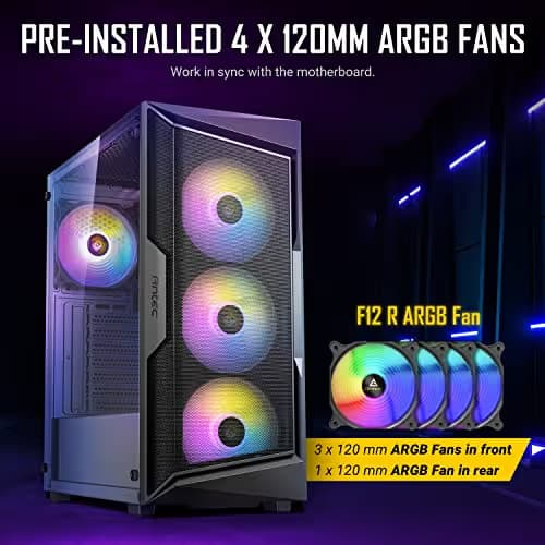 Antec AX61 ELITE ATX Mid Tower Black Tempered Glass Side Panel image