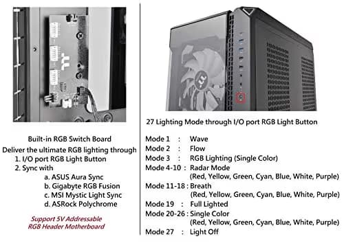 Thermaltake View 51 ARGB Edition ATX Full Tower Black Tempered Glass Side Panel, USB 3.2 Gen 2 Type-C, USB 3.2 Gen 1 Type-A, USB 2.0 Type-A image