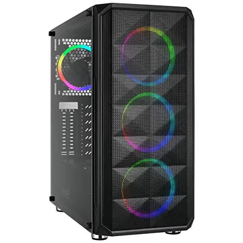 Rosewill SPECTRA D100 ATX Mid Tower Black with Tempered Glass Side Panel and USB 3.2 Gen 1 Type-A, USB 2.0 Type-A image