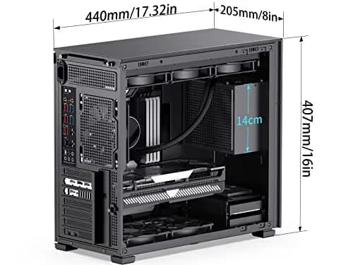 Jonsbo D41 ATX Mid Tower Black with Mesh Screen, Tempered Glass Side Panel, USB 3.2 Gen 2 Type-C, and USB 3.2 Gen 1 Type-A image