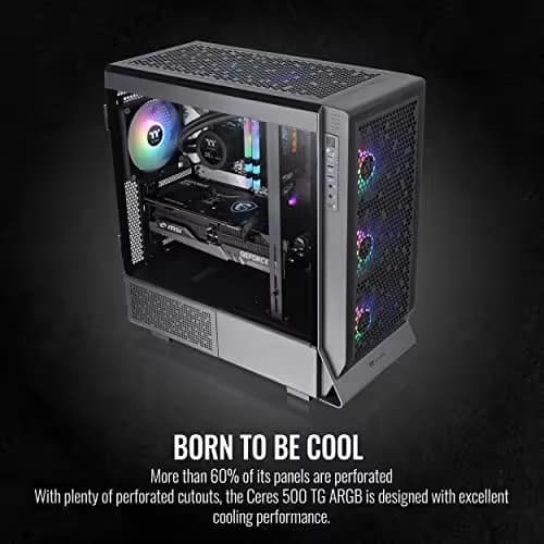 Thermaltake Ceres 500 ATX Mid Tower Black with Tempered Glass Side Panel and USB 3.2 Gen 2 Type-C, USB 3.2 Gen 1 Type-A image