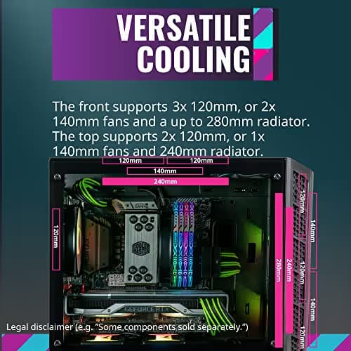 Cooler Master MasterBox MB311L ARGB Micro ATX Mid Tower Black with ARGB, Tempered Glass Side Panel, and USB 3.2 Gen 1 Type-A image