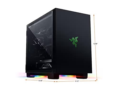 Razer Tomahawk Mini-ITX Tower Black / Green with Tinted Tempered Glass Side Panel and USB 3.2 Gen 2 Type-C, USB 3.2 Gen 1 Type-A image