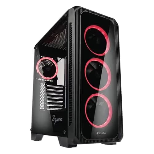 Zalman Z7 NEO ATX Mid Tower Black Tempered Glass Side Panel, USB 3.2 Gen 1 Type-A, USB 2.0 Type-A image