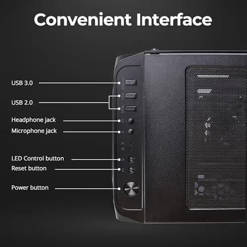 Zalman Z7 NEO ATX Mid Tower Black Tempered Glass Side Panel, USB 3.2 Gen 1 Type-A, USB 2.0 Type-A image