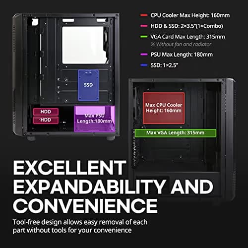 Zalman S4 ATX Mid Tower Black with Tinted Acrylic Side Panel and USB 3.2 Gen 1 Type-A, USB 2.0 Type-A image