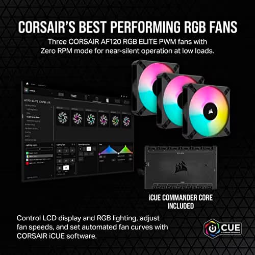 Corsair iCUE H150i ELITE LCD XT Water 360mm LCD 65.57 CFM Black image