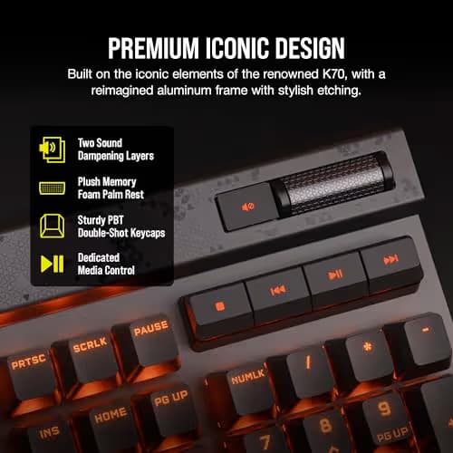 Corsair K70 MAX RGB UK Wired Corsair MGX Steel Grey Gaming Keyboard image