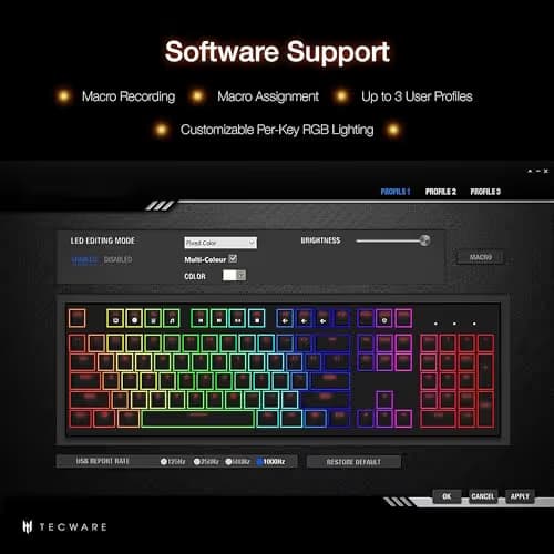Tecware Phantom RGB Wired Outemu Brown Gaming Keyboard image