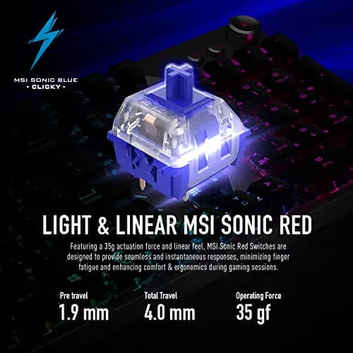 MSI VIGOR GK71 Sonic Blue RGB Wired Gaming Keyboard image