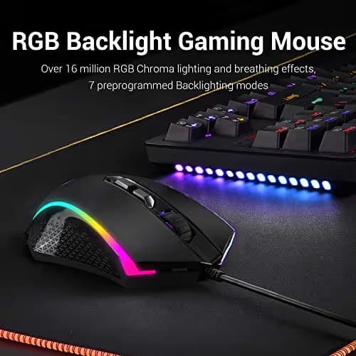 Redragon S113 RGB Outemu Brown Wired Gaming Keyboard With Optical Mouse image