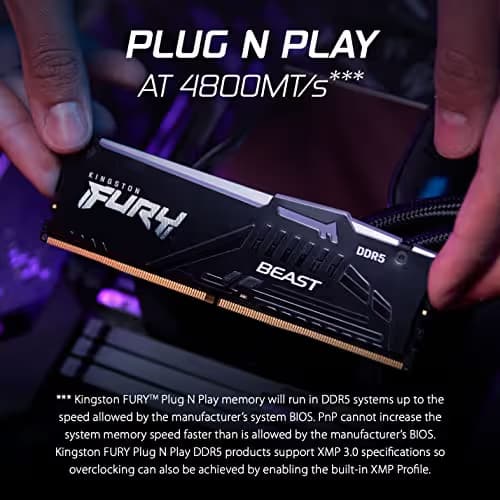 Kingston FURY Beast RGB White 128GB (4x32GB) 5600MT/s CL40 DDR5 XMP DIMM | Overclocking | Plug N Play | Intel XMP 3.0 | Kit of 4 | KF556C40BWAK4-128 image
