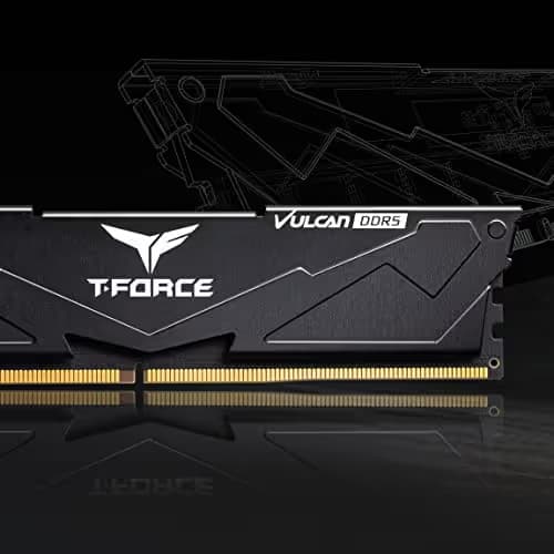 TEAMGROUP T-Force Vulcan DDR5 16GB (2x8GB) 5200MHz (PC5-41600) CL40 Intel XMP 3.0 & AMD Expo Compatible Desktop Memory Module Ram Black FLBD516G5200HC40CDC01 image