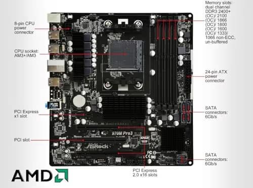 ASRock AMD 970 970M PRO3 DDR3 Micro ATX AM3+/AM3 image
