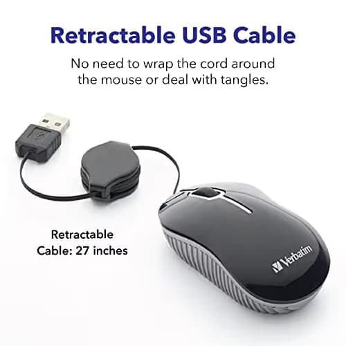 Verbatim 98616 Go Mini Travel Commuter Wired Optical Mouse image