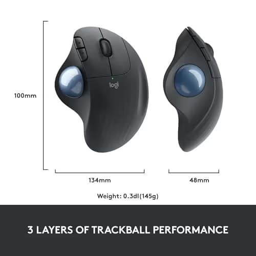Logitech ERGO M575 Bluetooth Wireless Wired Optical Mouse image