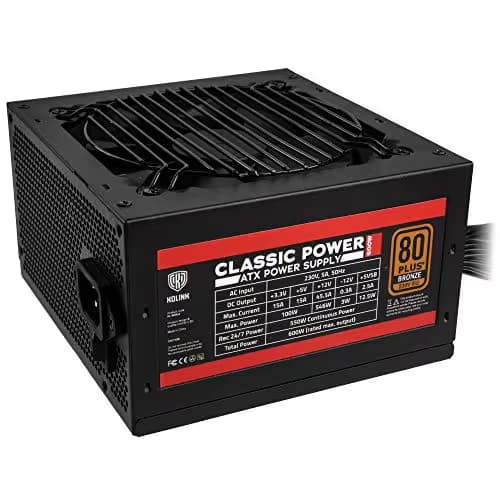 KOLINK Classic Black / Red 600W Non-Modular 80+ Bronze Certified main image