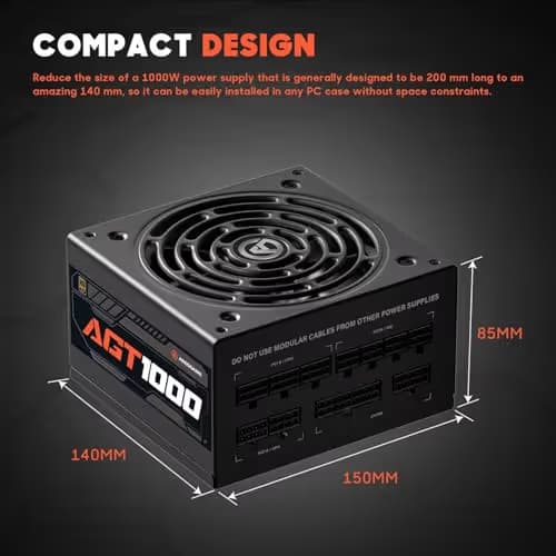 ARESGAME AGT Black 1000W Fully Modular 80+ Gold Certified image