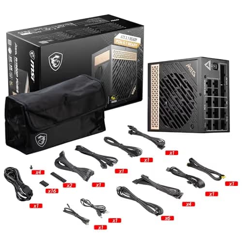 MSI MEG Ai1300P PCIE5 Black / Copper ATX 1300W Fully Modular 80+ Platinum Certified image