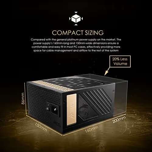 MSI MEG Ai1300P PCIE5 Black / Copper ATX 1300W Fully Modular 80+ Platinum Certified image