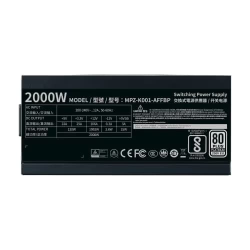 Cooler Master M2000 Black 2000W Fully Modular 80+ Platinum Certified image